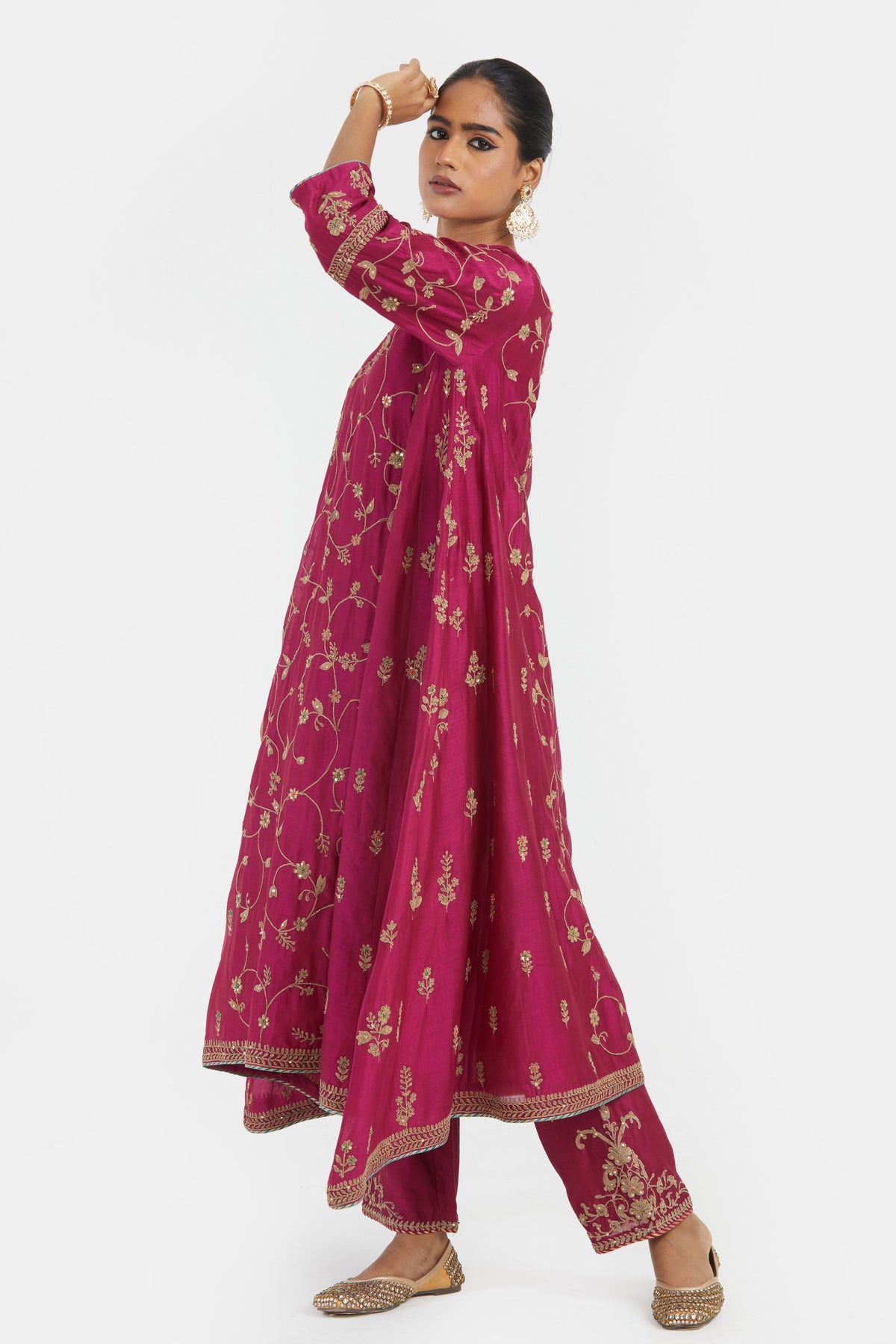 Deep Fuchsia Chanderi Kurta Set