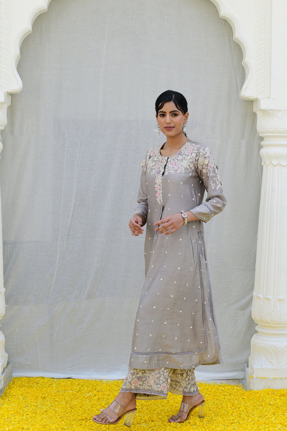 Ivory Light Long Kurta Grey