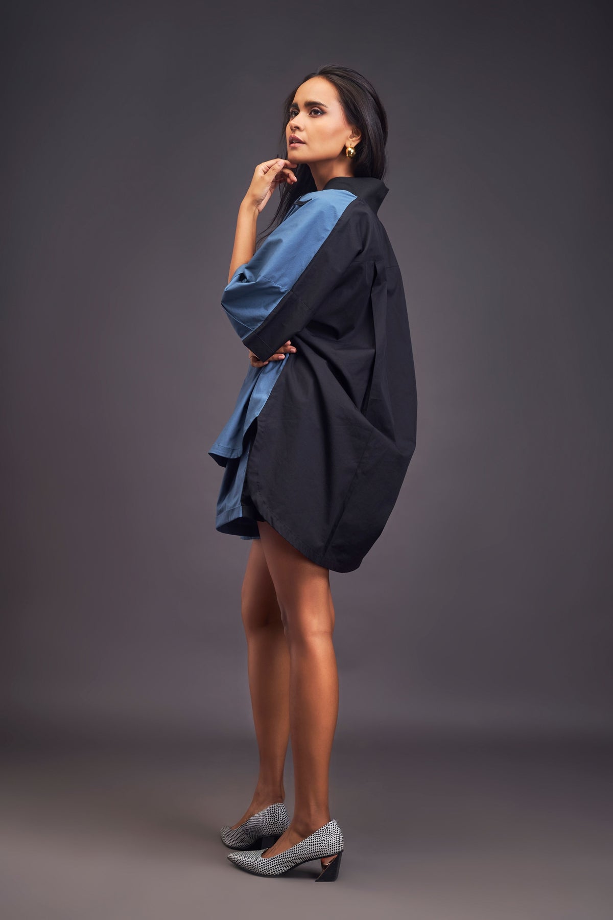 Blue and Black Oversized Co-ord Set