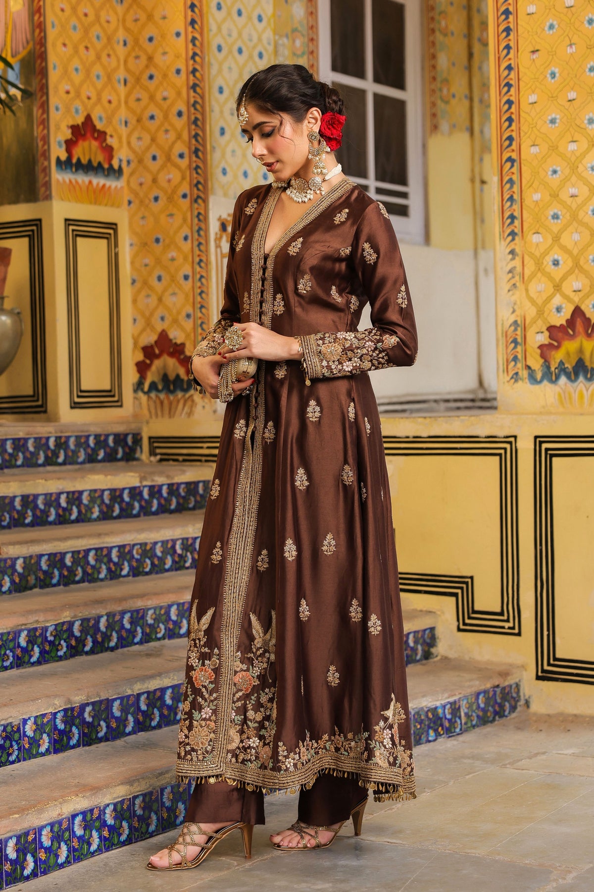 Ahista Brown Anarkali Set