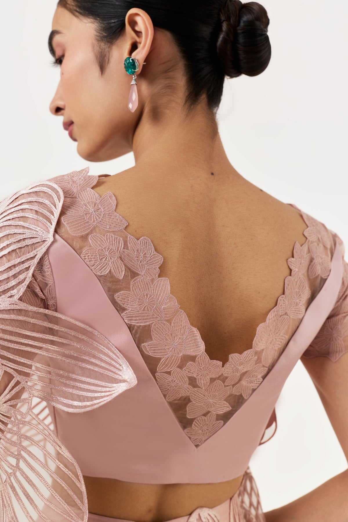 Orchid Gauze Rosegold Saree Set