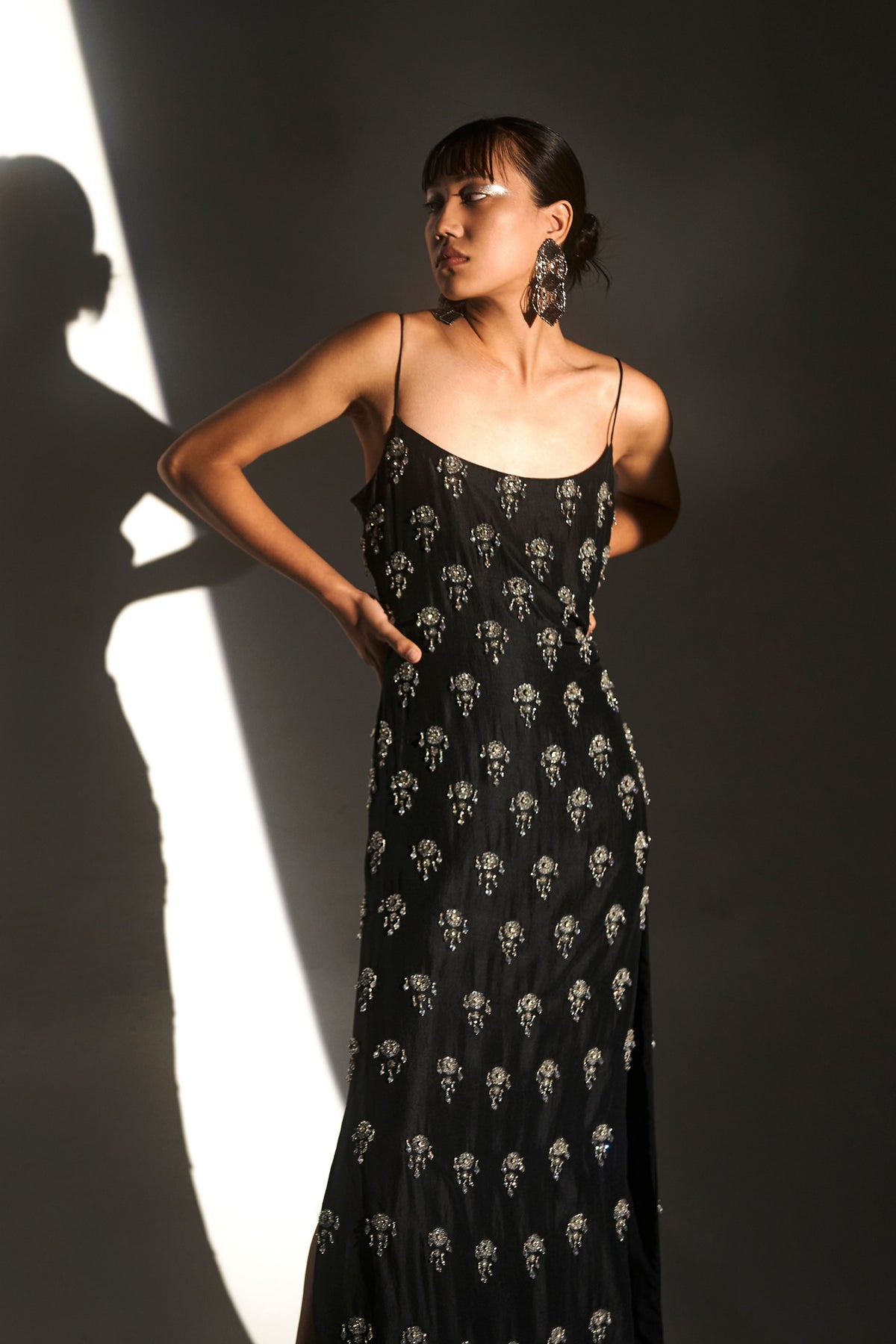 Black Strappy Embellished Dress