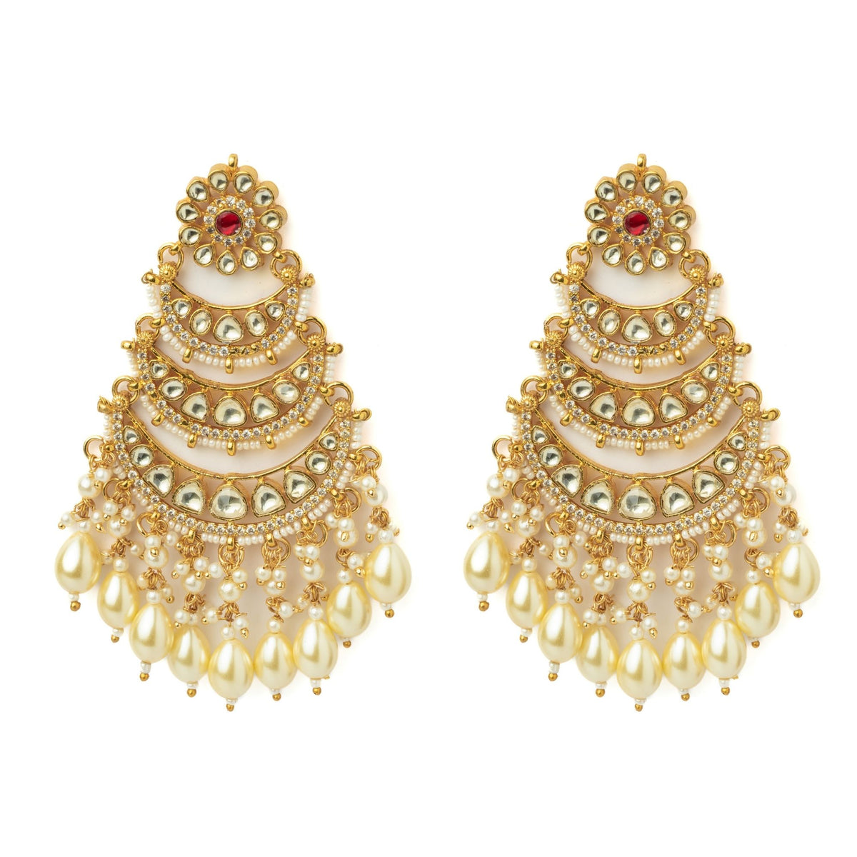 Gold Plated Womens Kundan Earrings