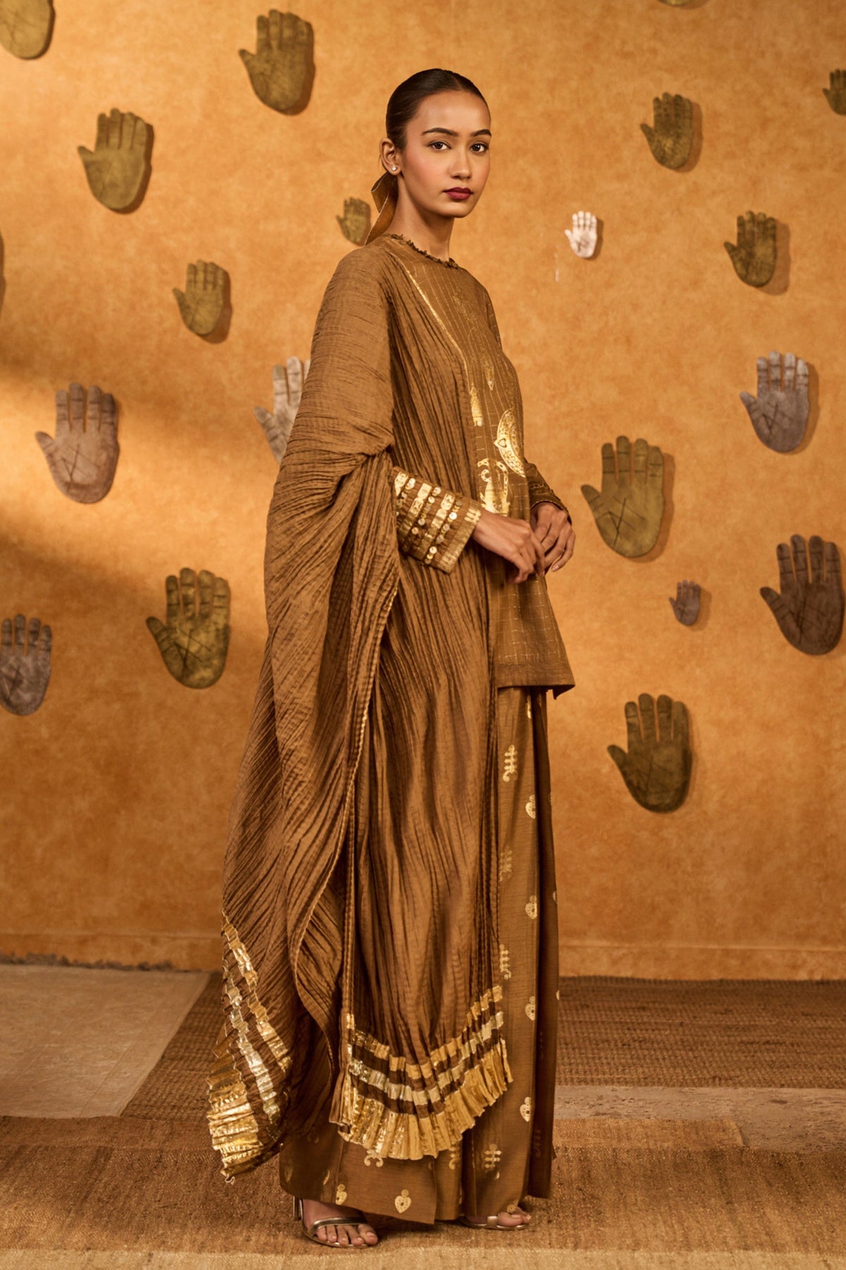 Brown Trinklet Kurta Set