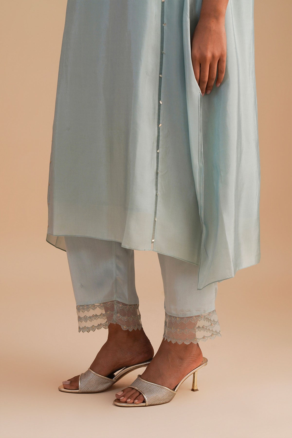 Powder Blue Applique Kurta Set