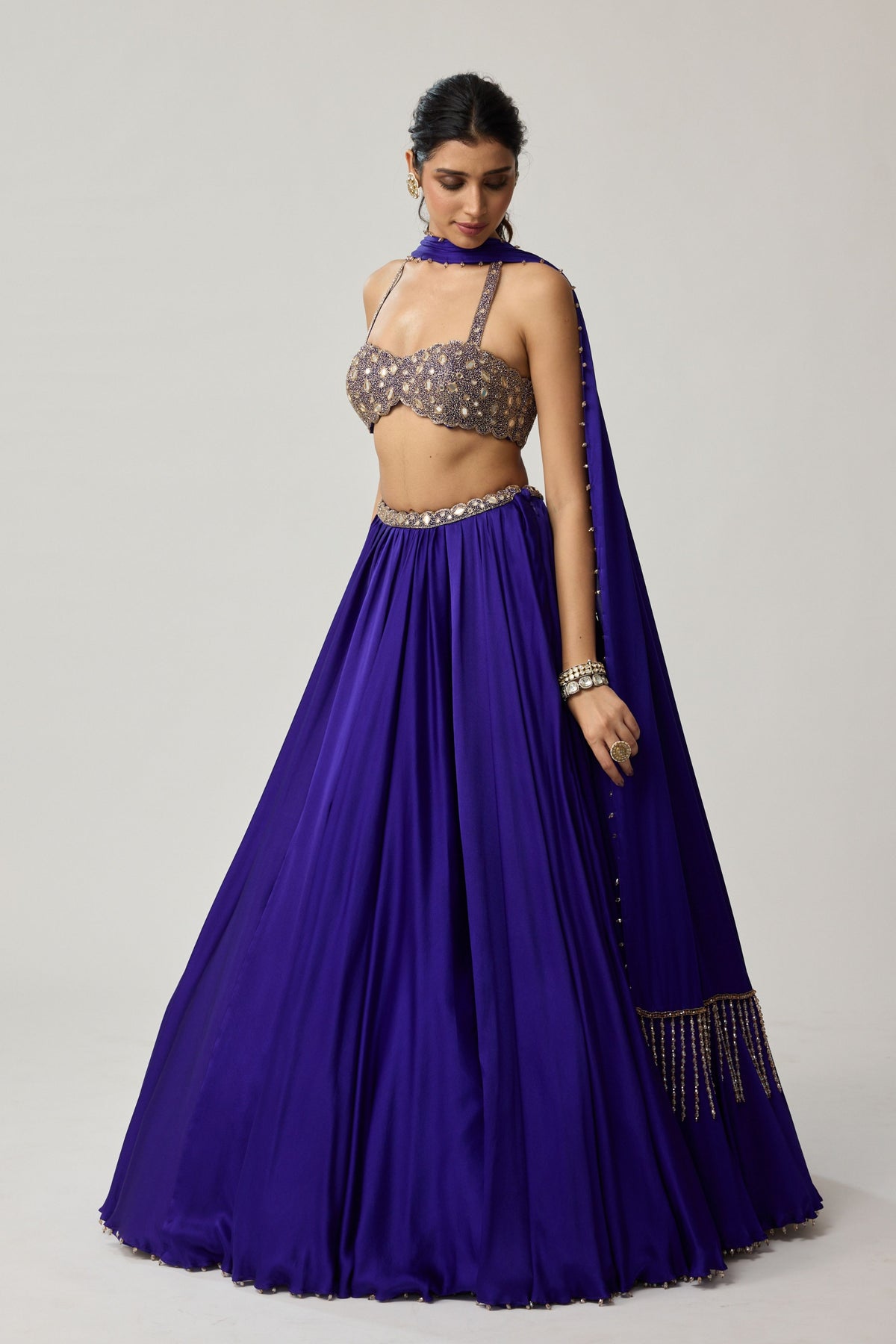 Persian Blue Mirror Lehenga Set