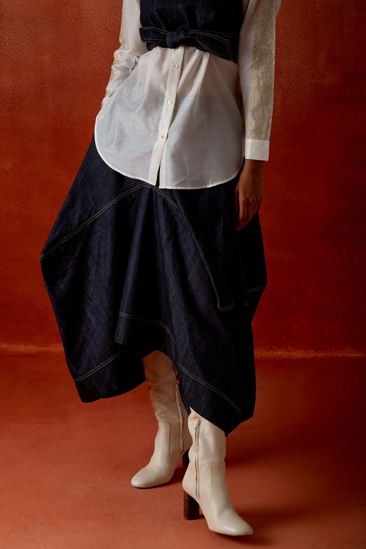 Ivory Chanderi Skirt Set