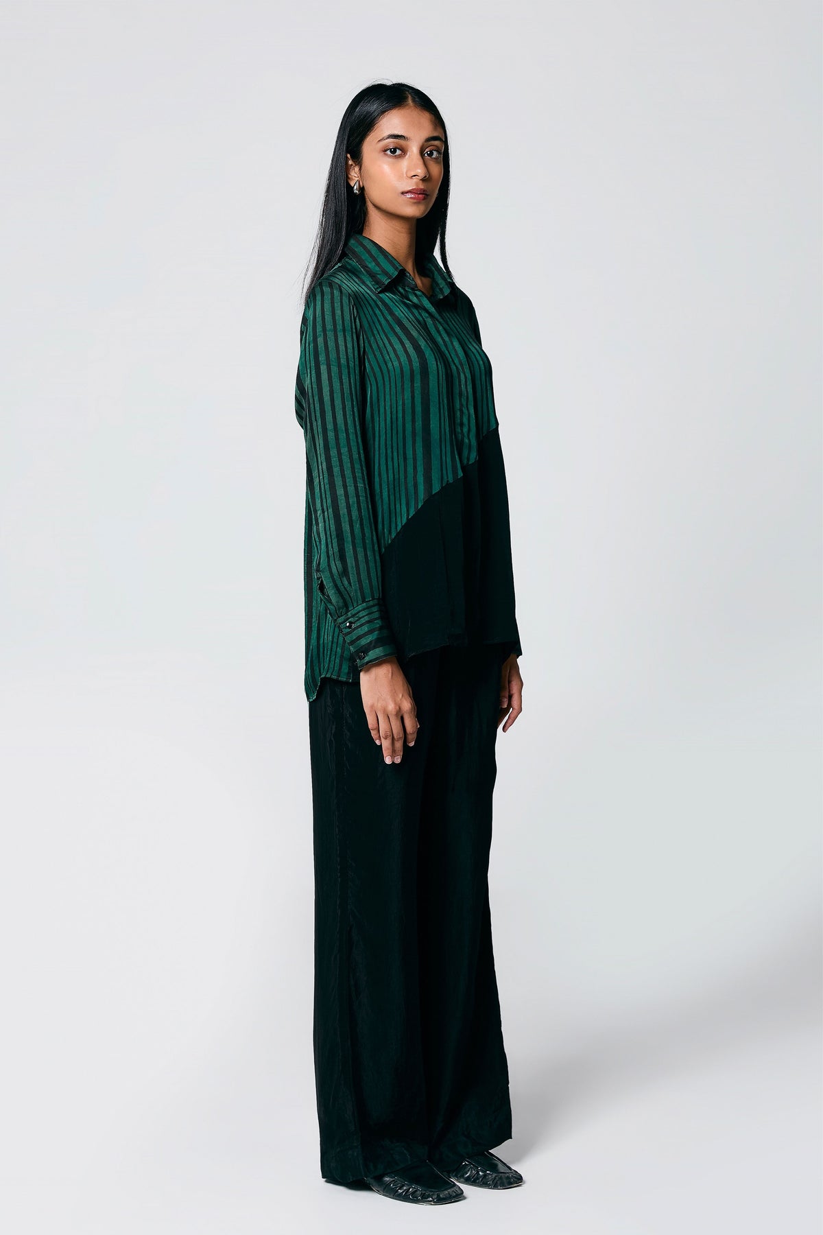Green Diagonal Stripes Co-ord Set