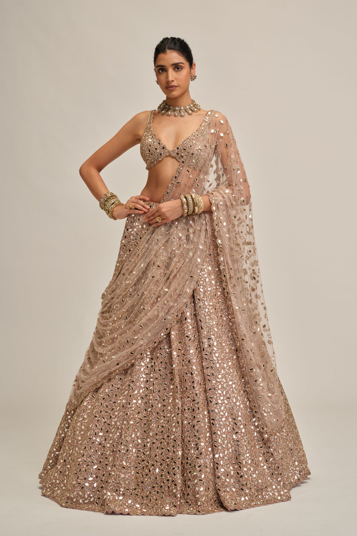 Ash Mirror Lehenga Set
