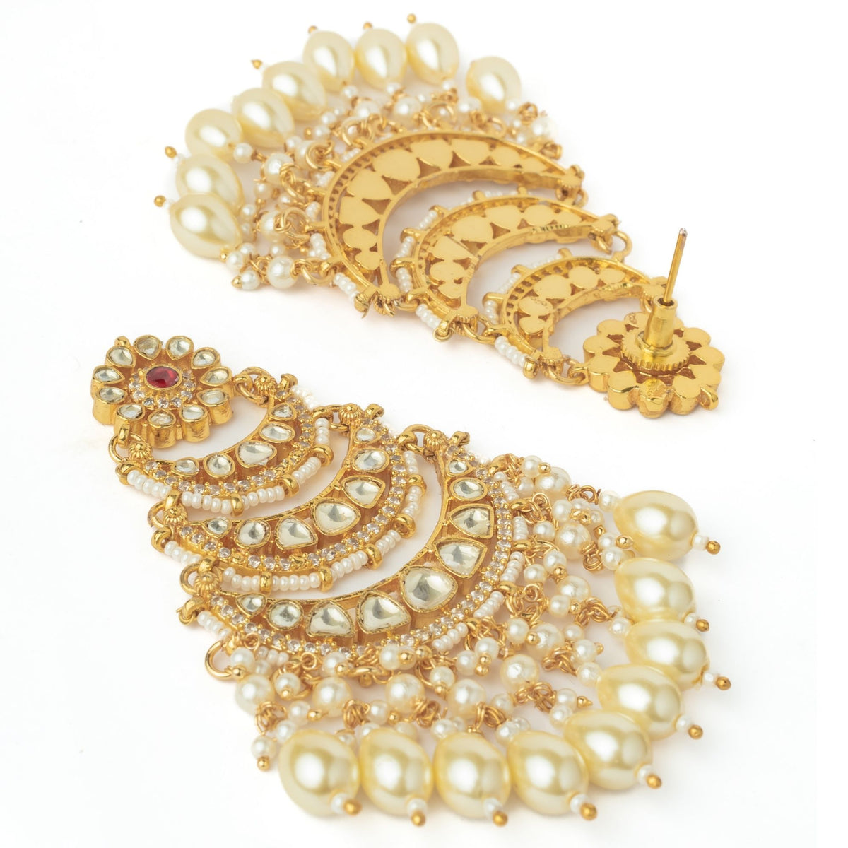 Gold Plated Womens Kundan Earrings
