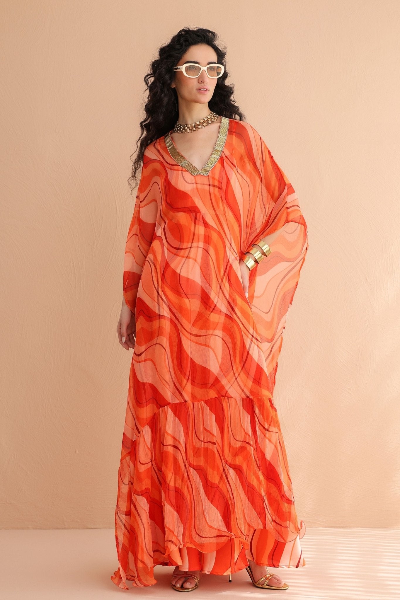 Sunset Tier Kaftan Set - Pallavi Jaipur - Elahe