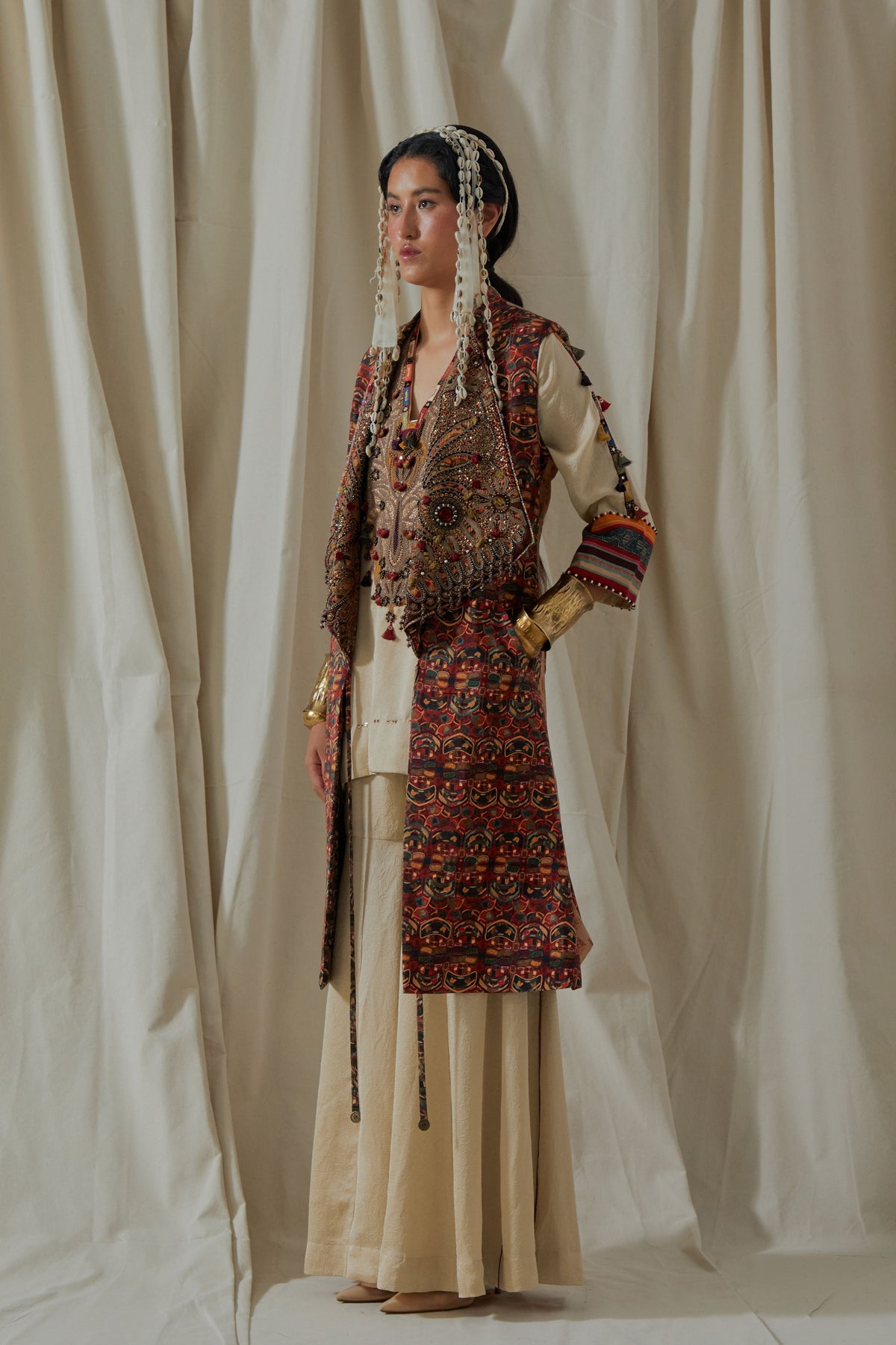 Hina Ecru Trench Coat Set