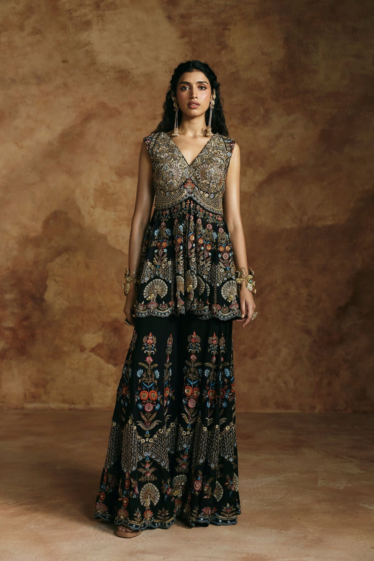 Sindh Zardozi Peplum Sharara Set