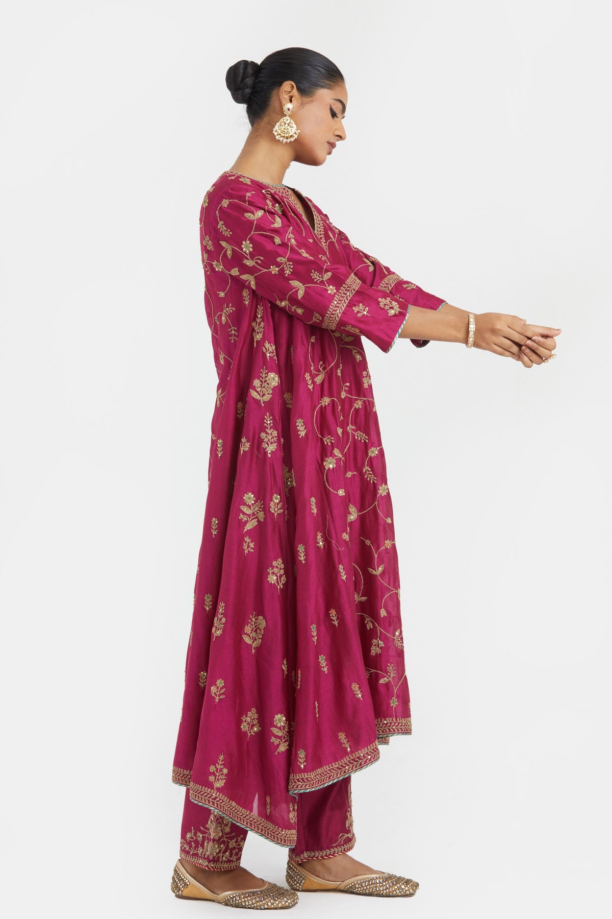 Deep Fuchsia Chanderi Kurta Set