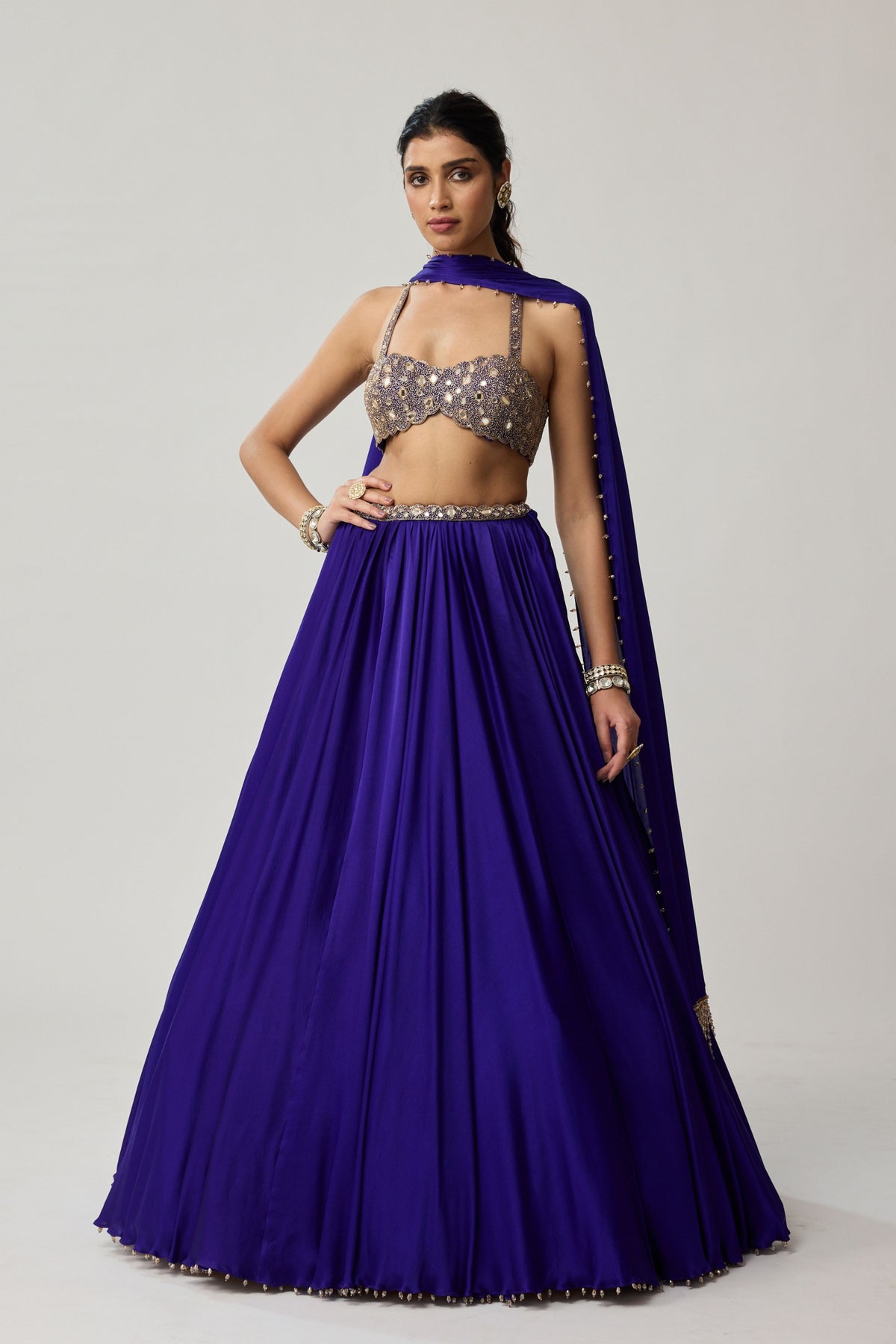 Persian Blue Mirror Lehenga Set