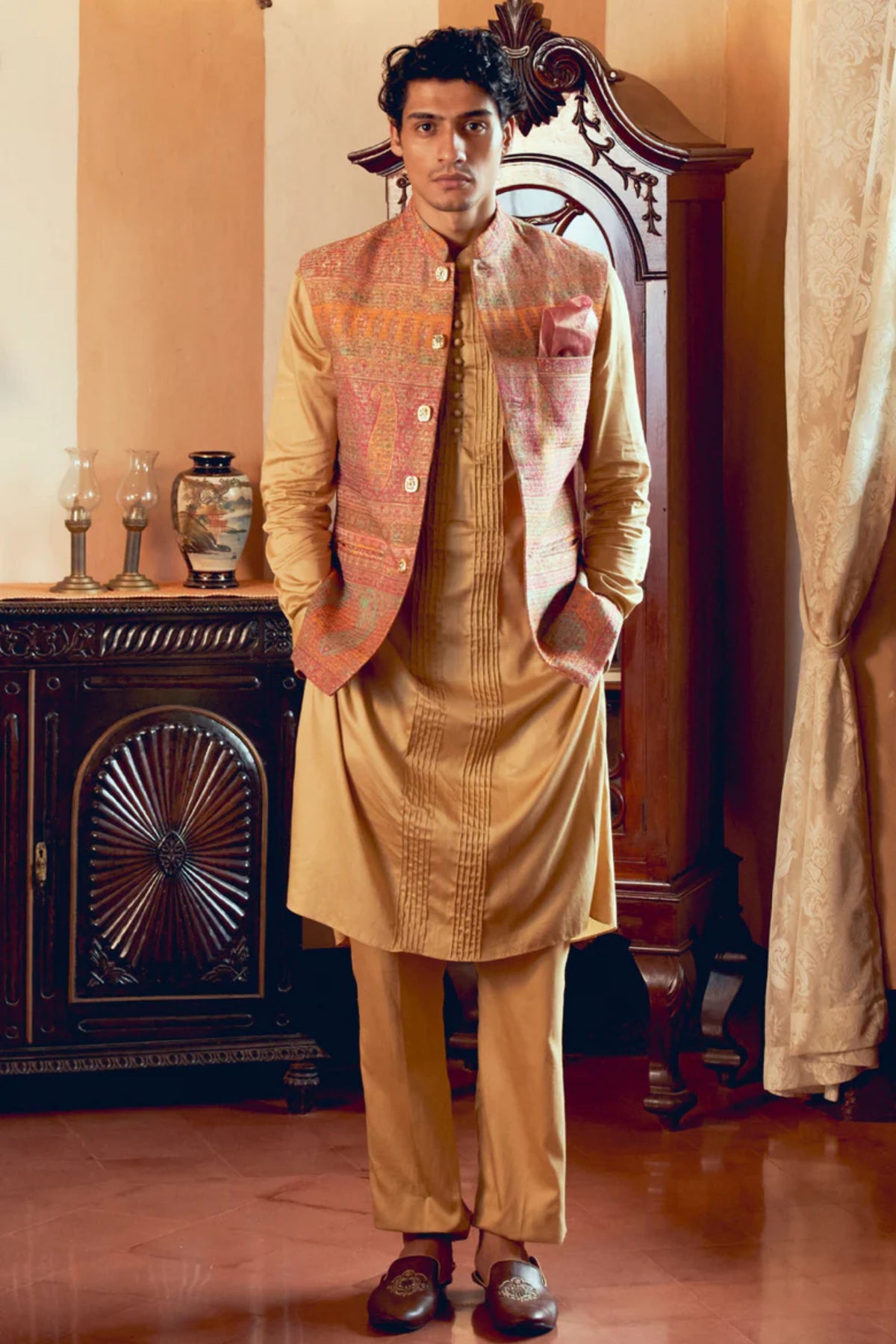 Multicolored Nehru Jacket Set