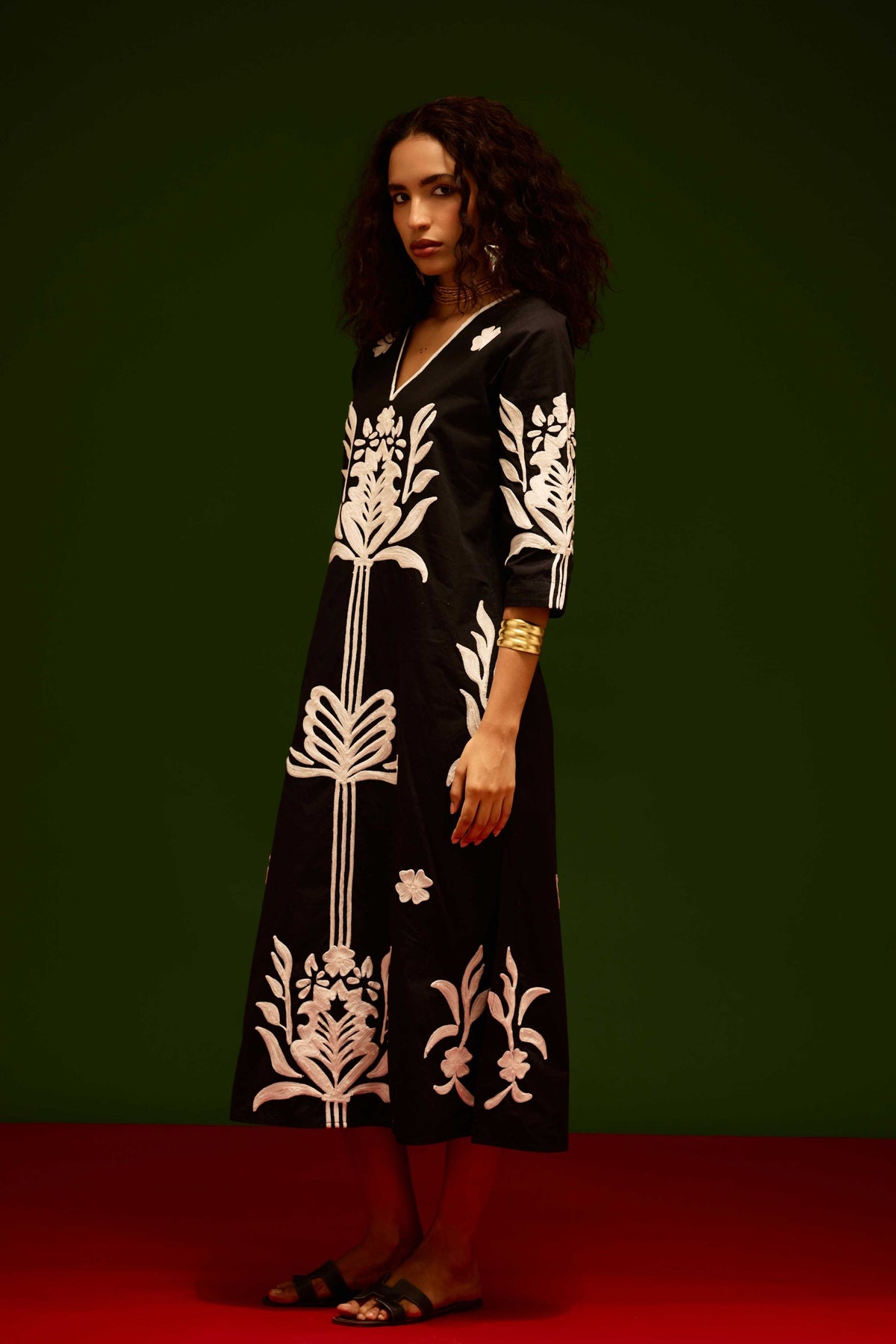 Ivory Tulip Black Dress