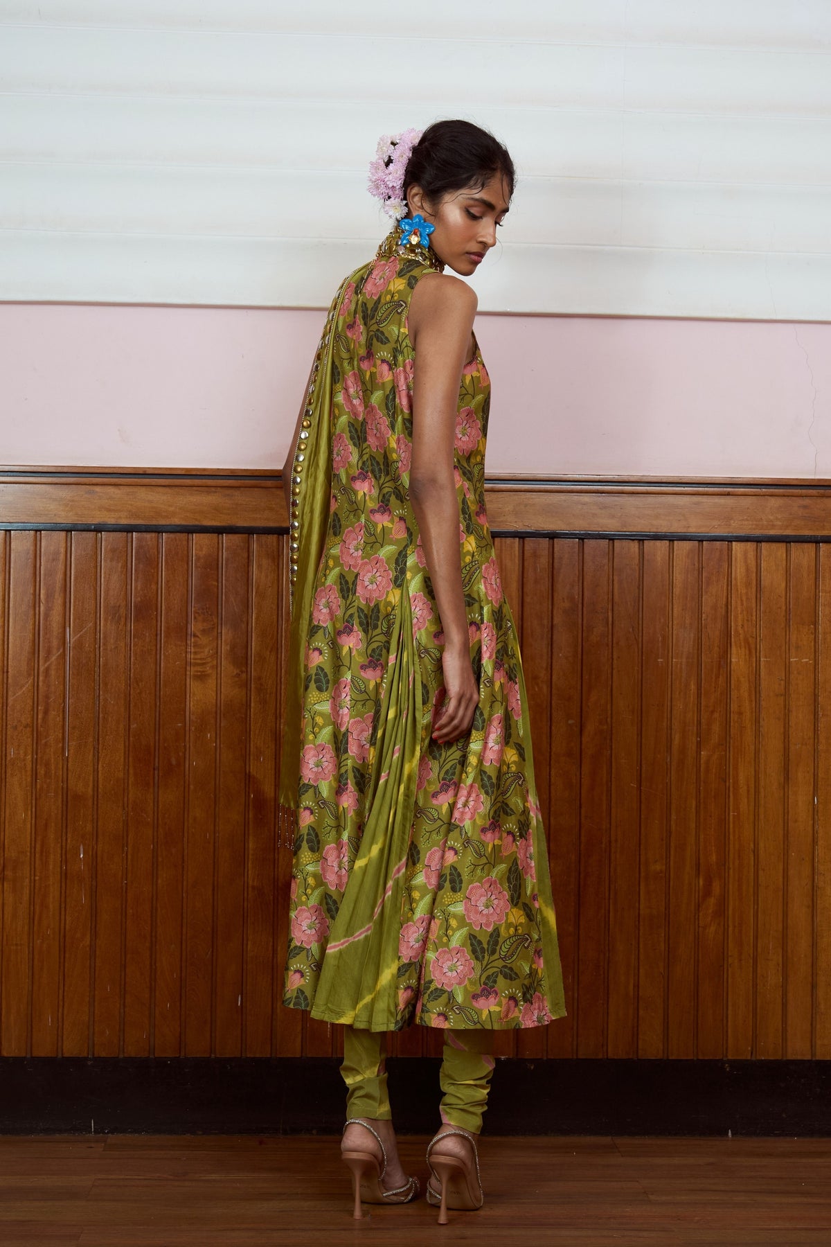 Silsila Olive Leheriya Kurta Set