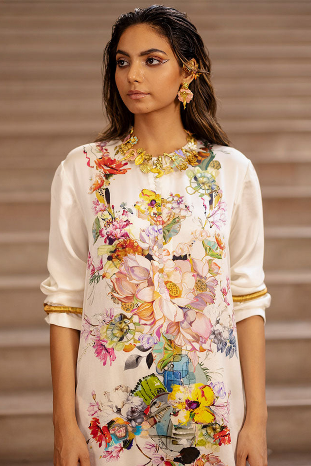 Floral Print Kurta With Trouser