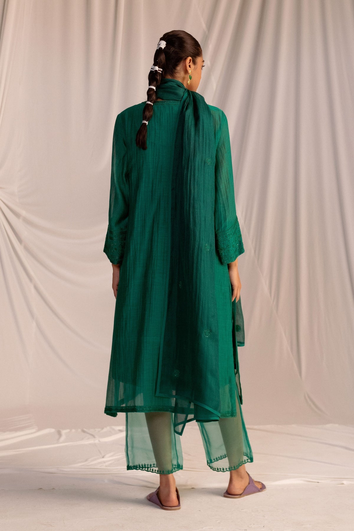 Evergreen Embroidered Tunic &amp; Trouser Set