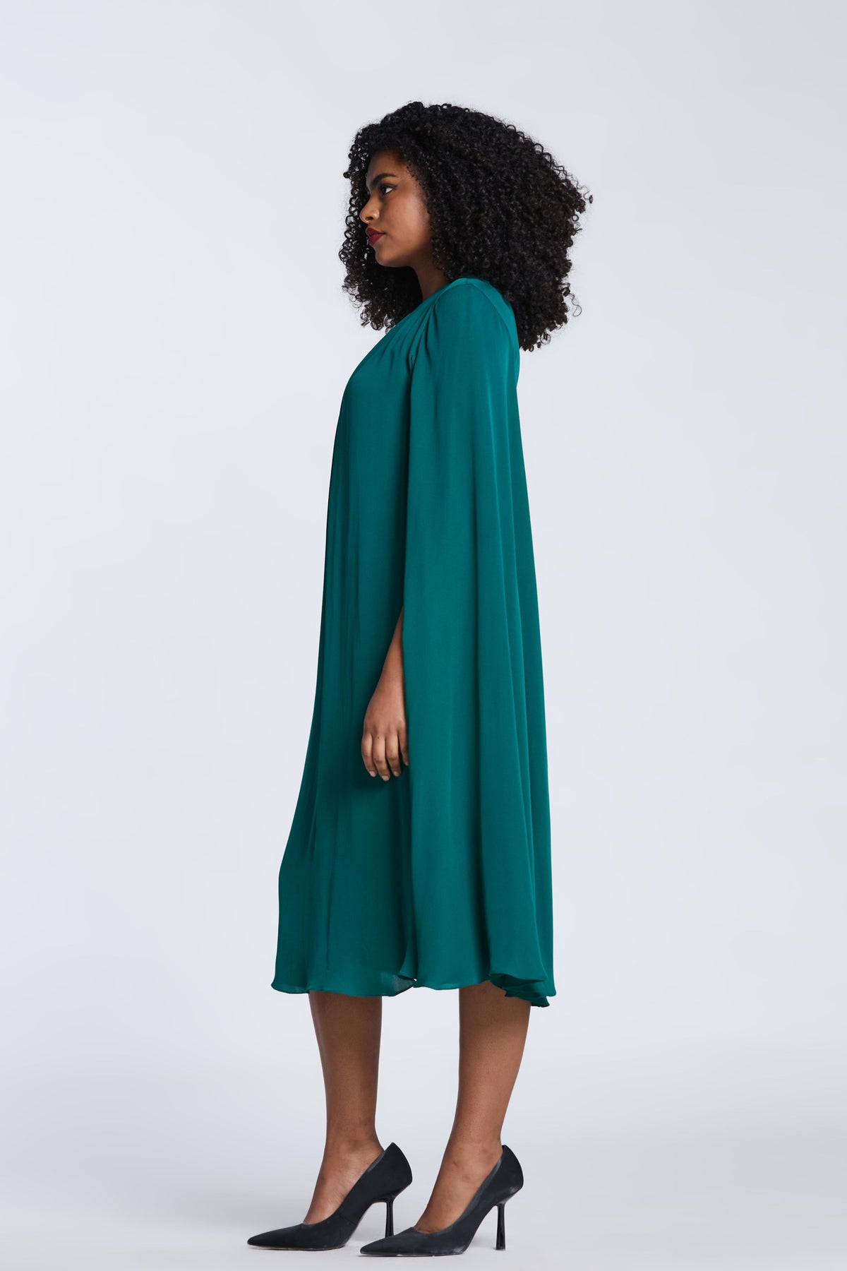 Cape Sleeves Trapeze Dress