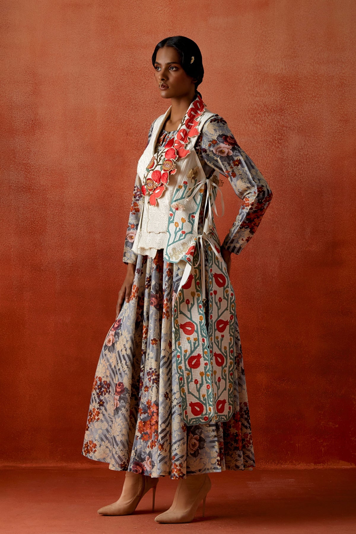 Printed Kurta Jacket Set