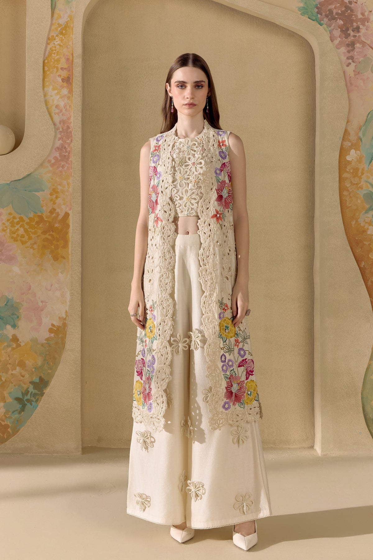 Ivory Fleur Long Jacket
