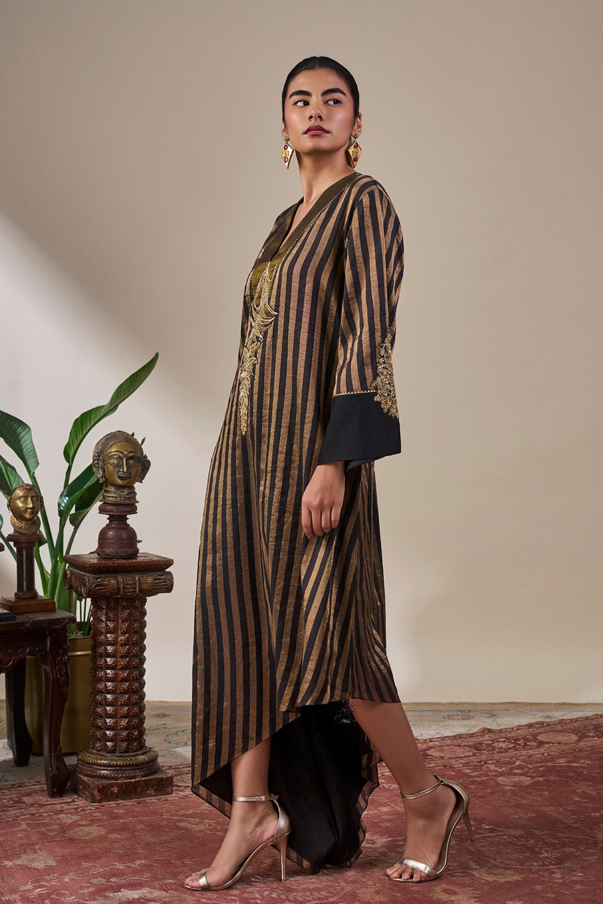 Black Gold Noise Asymmetric Kaftan