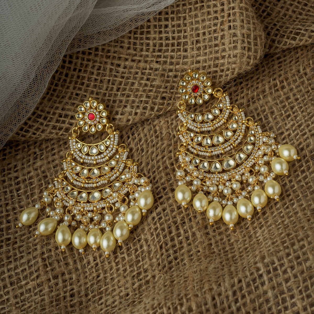 Gold Plated Womens Kundan Earrings