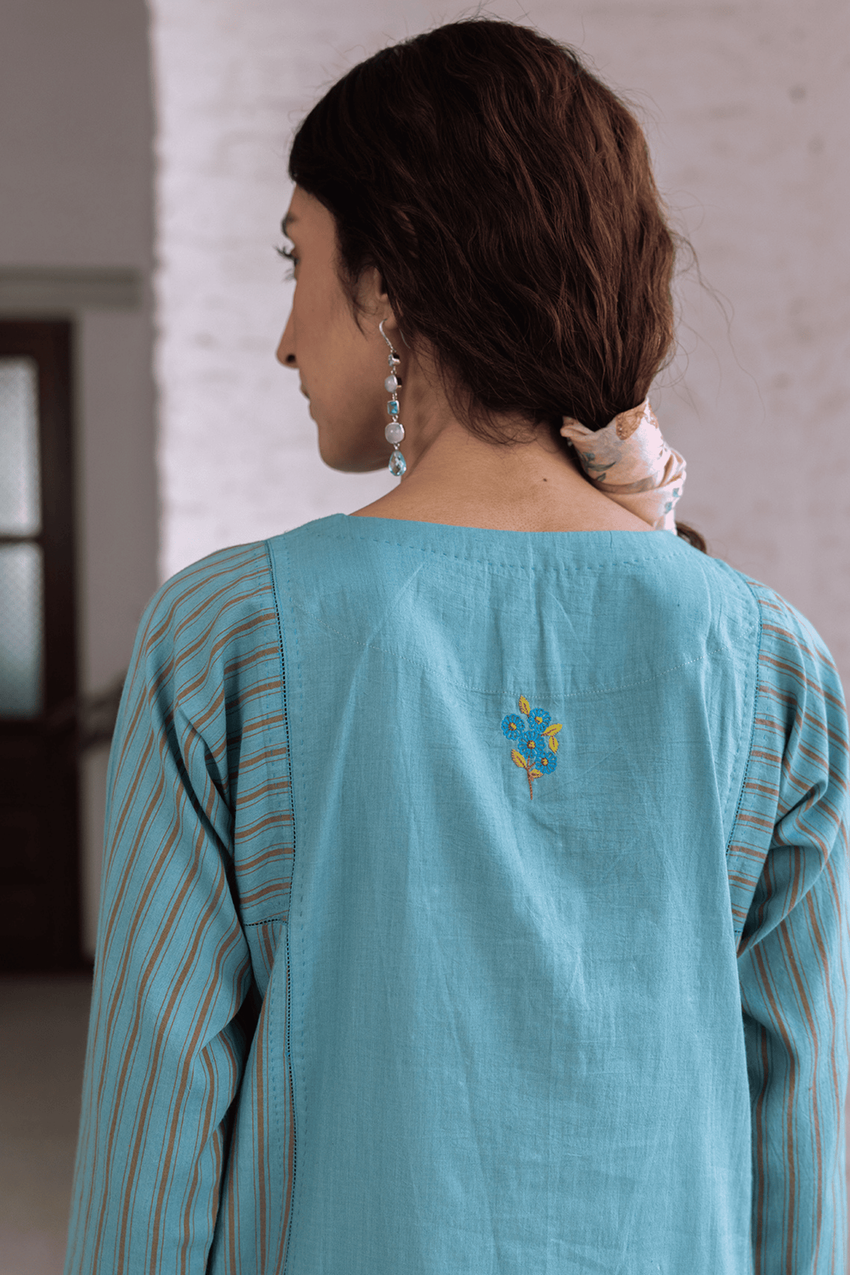 Tender Petals Teal Kurta Set