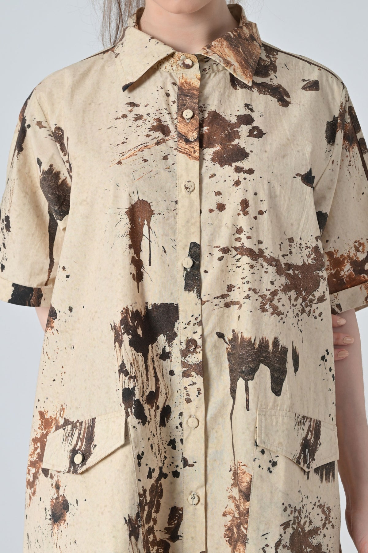 Earthscape Biege Printed Shirt Dress