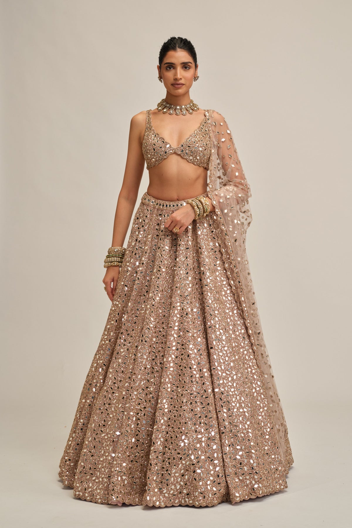 Ash Mirror Lehenga Set