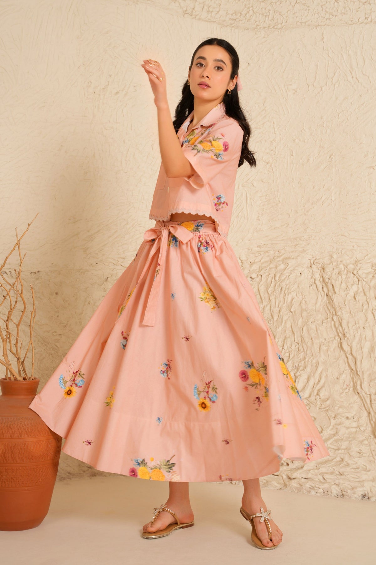 Nude Pink Skirt Set