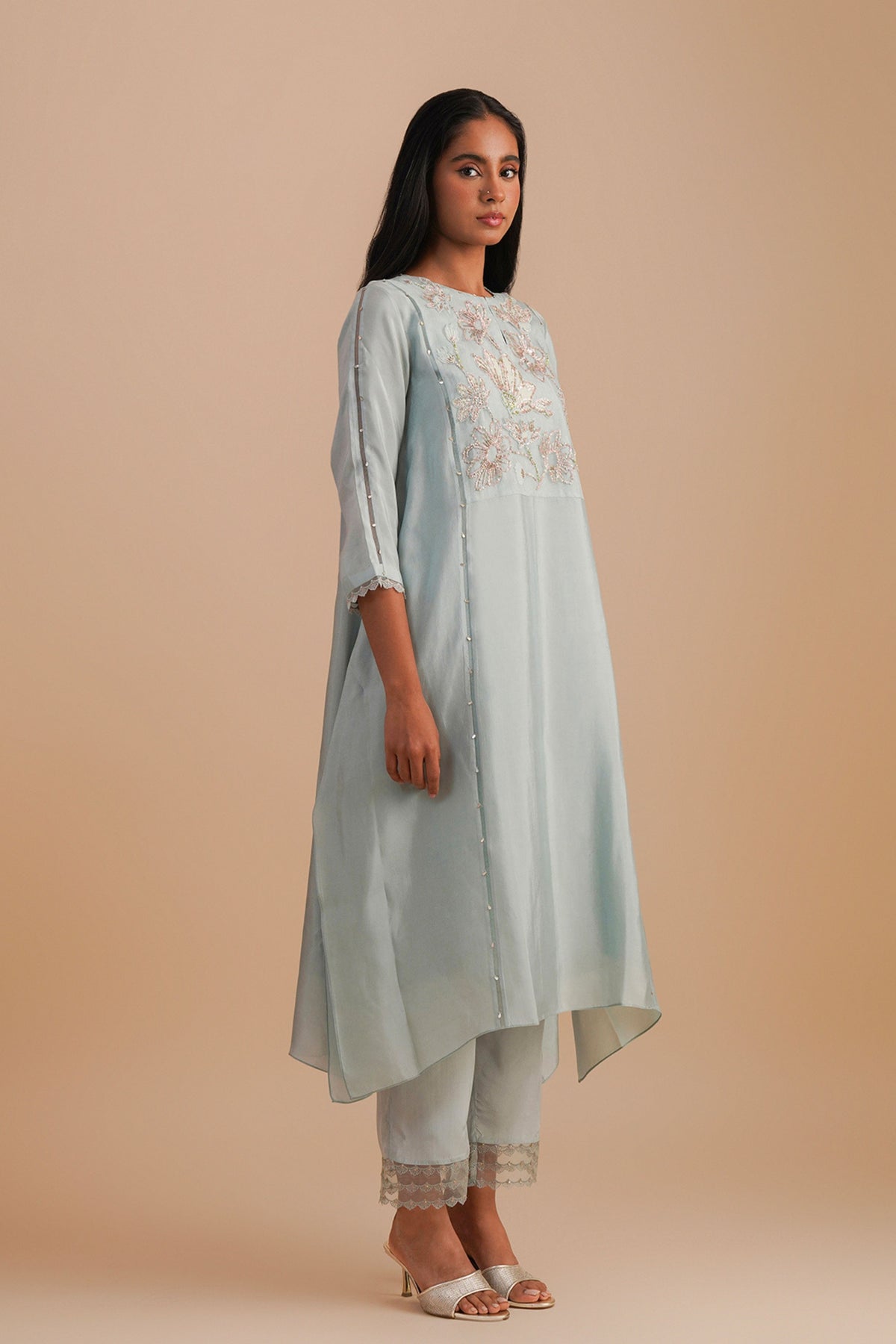 Powder Blue Applique Kurta Set