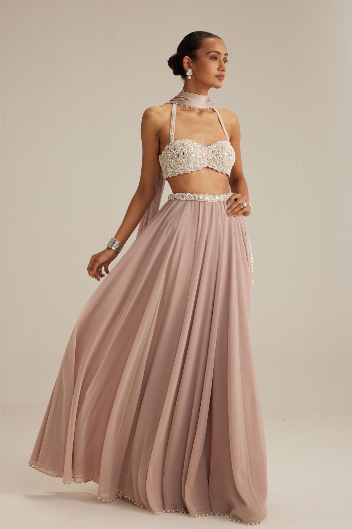Ash Pink Skirt Set