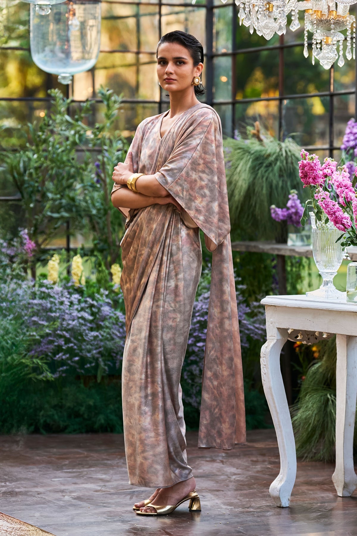 Sari Drape Kaftan Gown