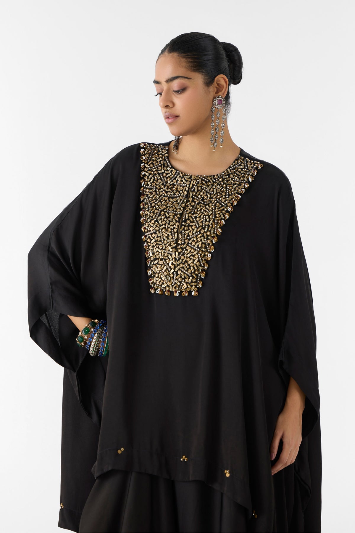Onyx Embroidered Kaftan Set
