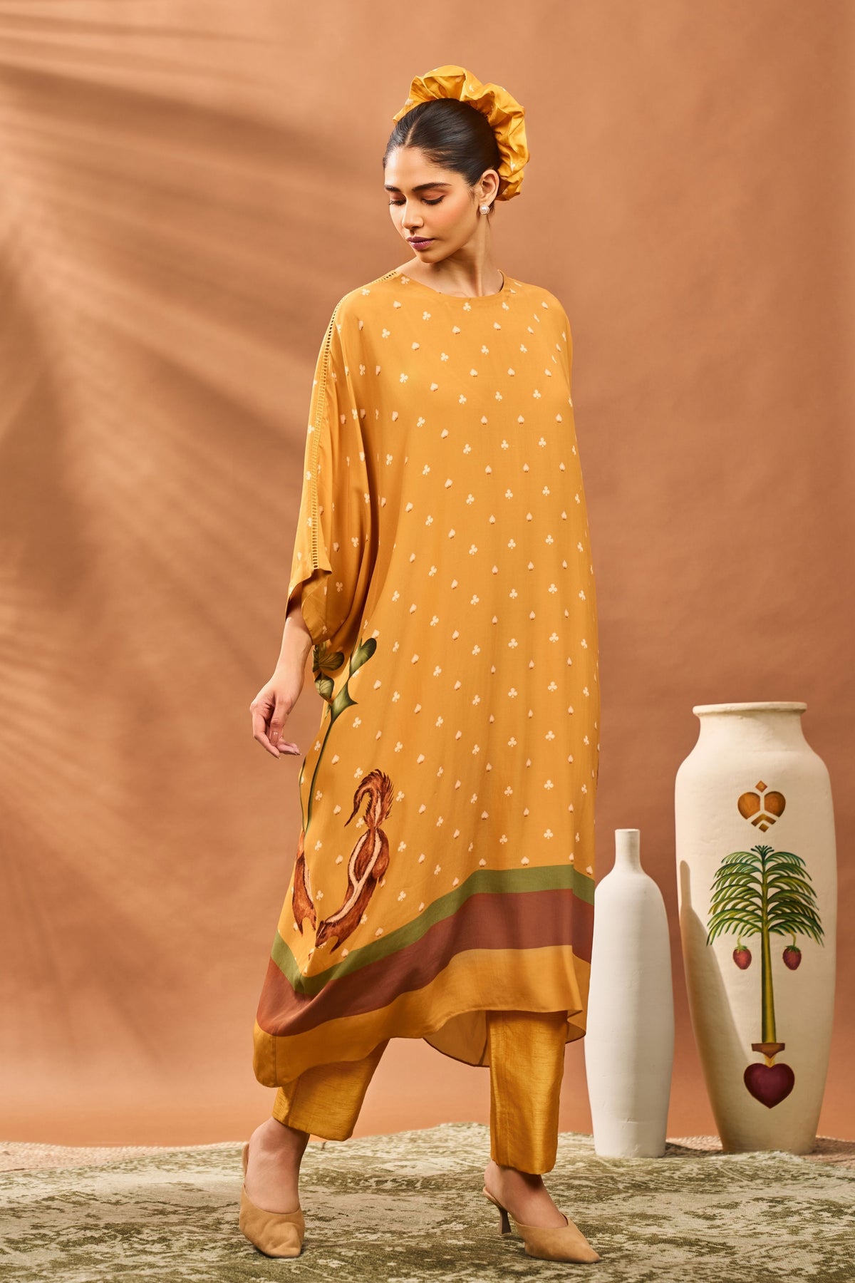 Yellow Spades Blossom Kurta Set