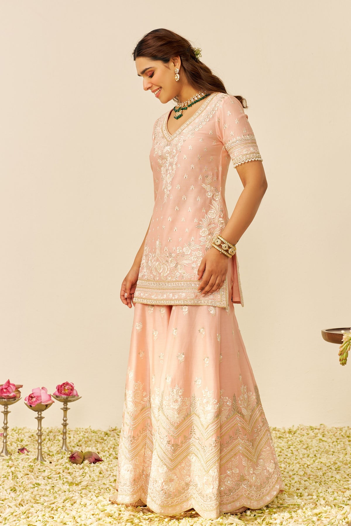 Sameeha Off Rose Sharara Set