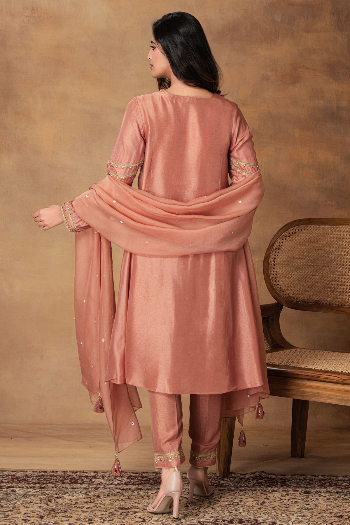 Mocha Pink Silk Kurta Set