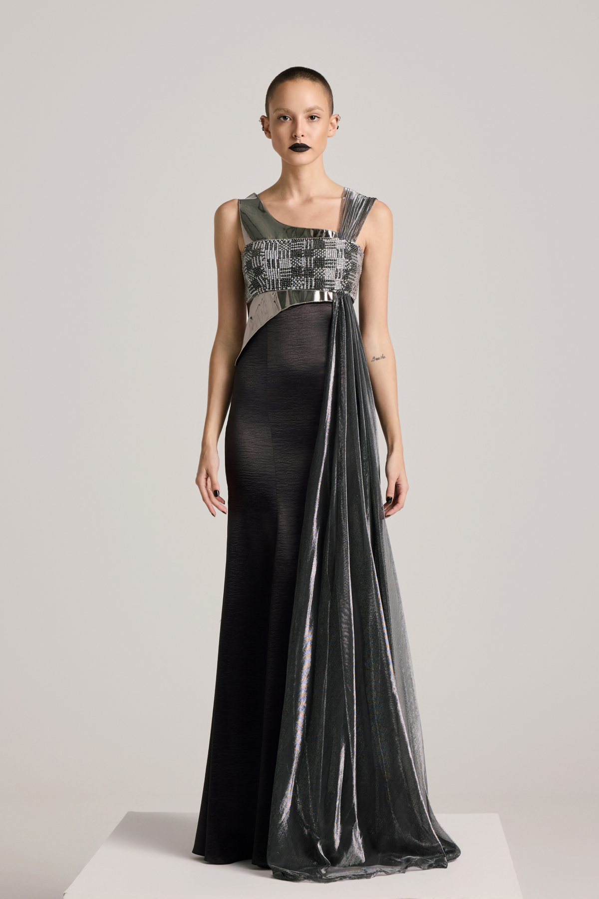 Sequin Bustier Asymmetric Dress