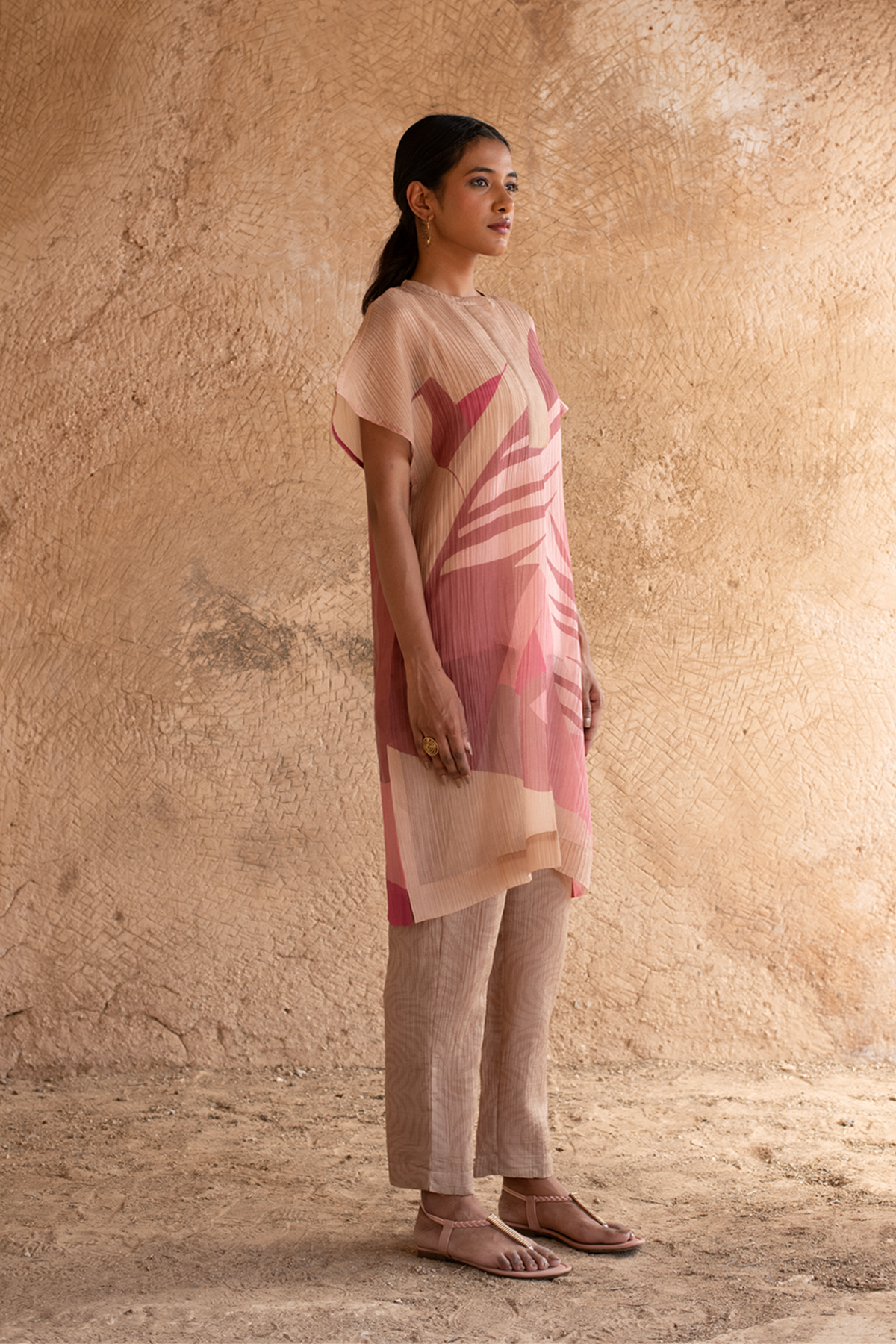 Soft Beige Straight Tunic Set