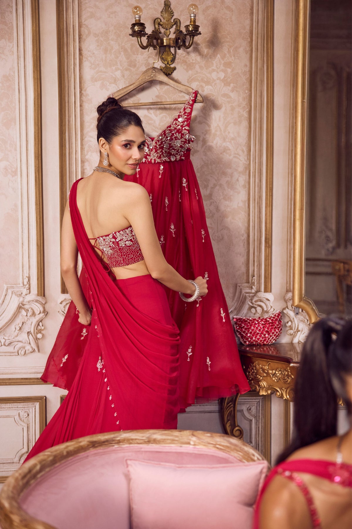 Magenta Pre-draped Saree