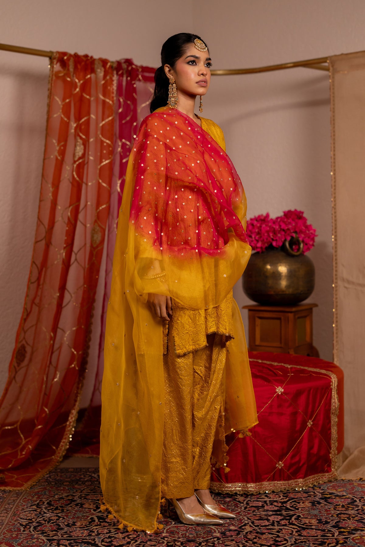 Mustard Organza Gul Dupatta