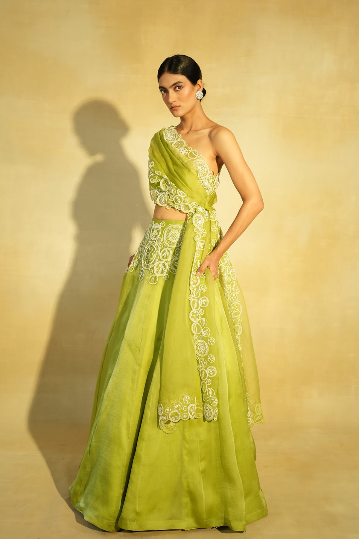 Parrot Taarini Drape Lehenga Set