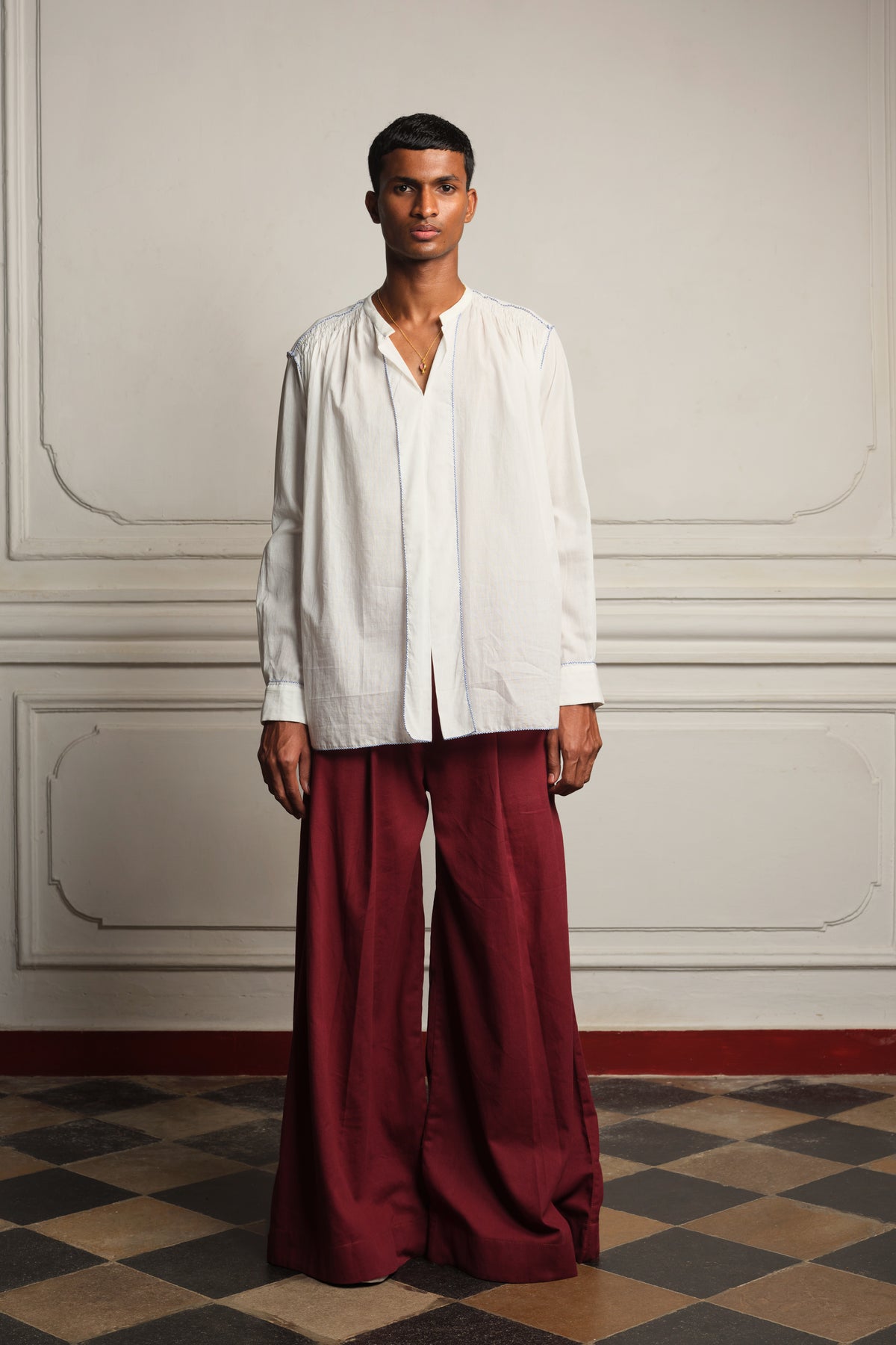 Cotton voile shirt with trousers