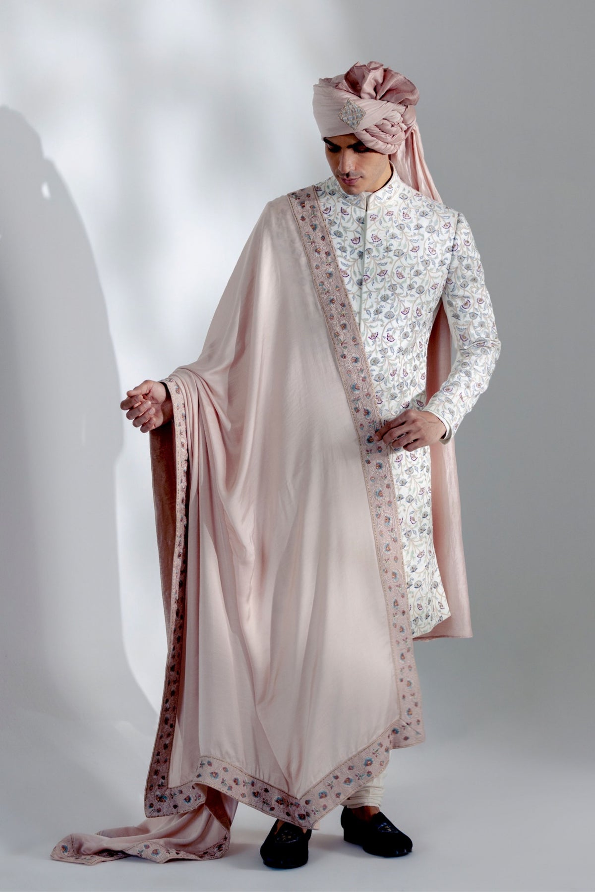 White Vine Sherwani Set