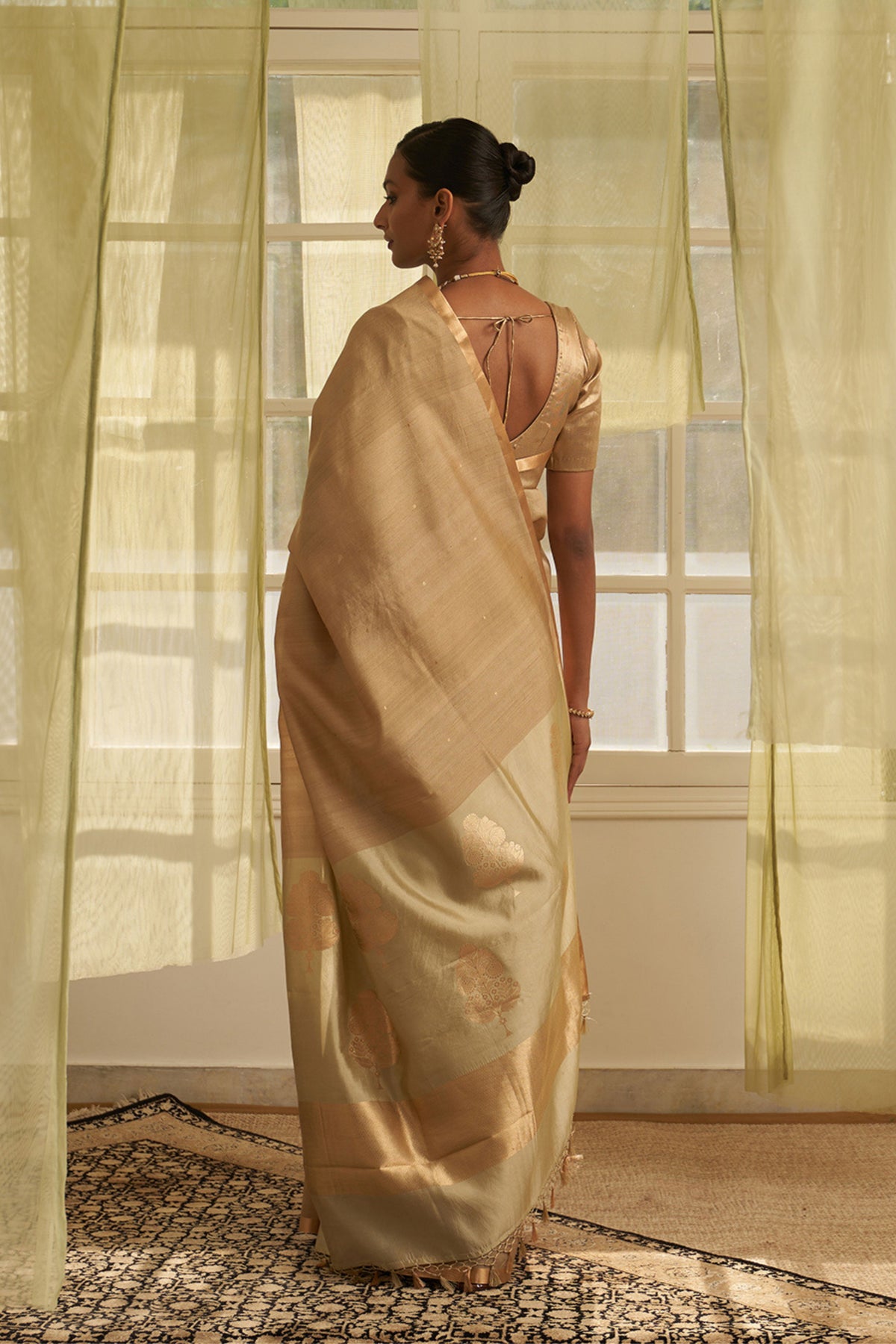 Beige Handloom Tussar Saree