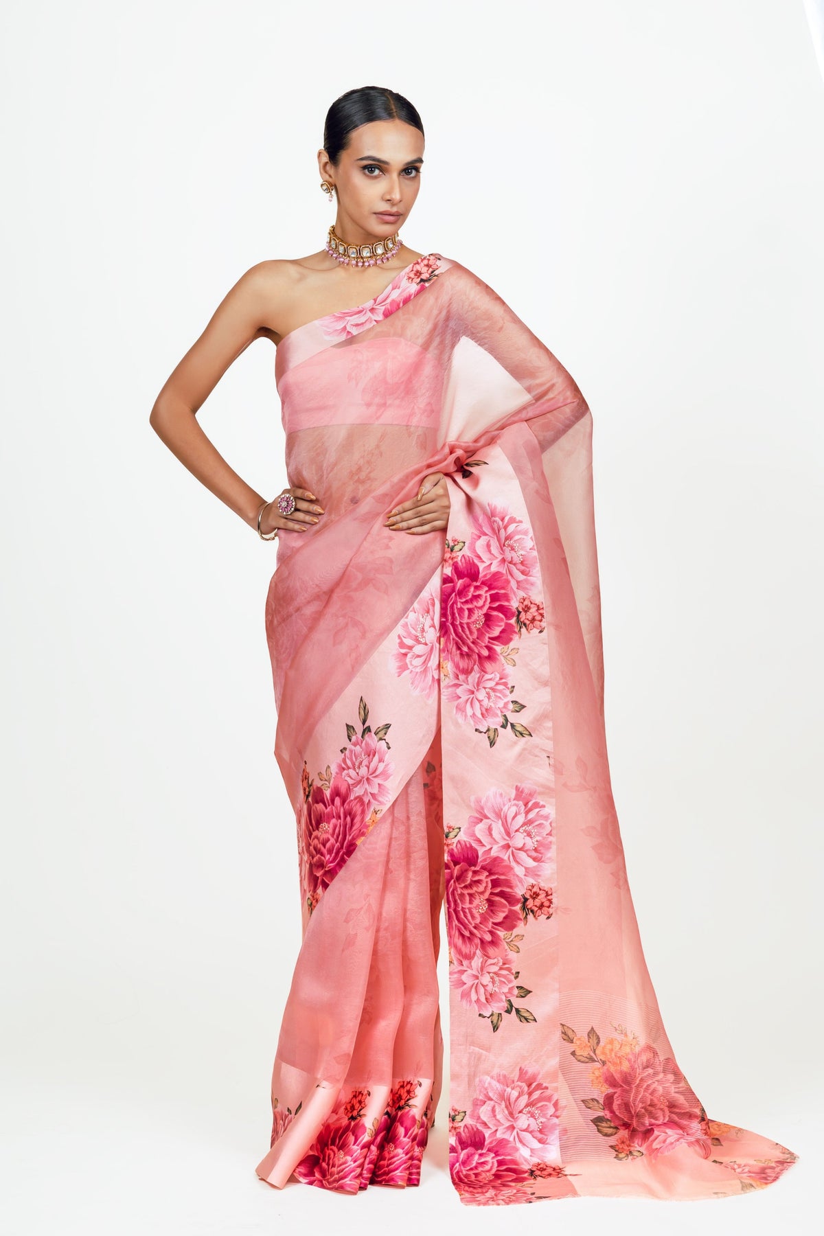 Farah Pink Organza Saree