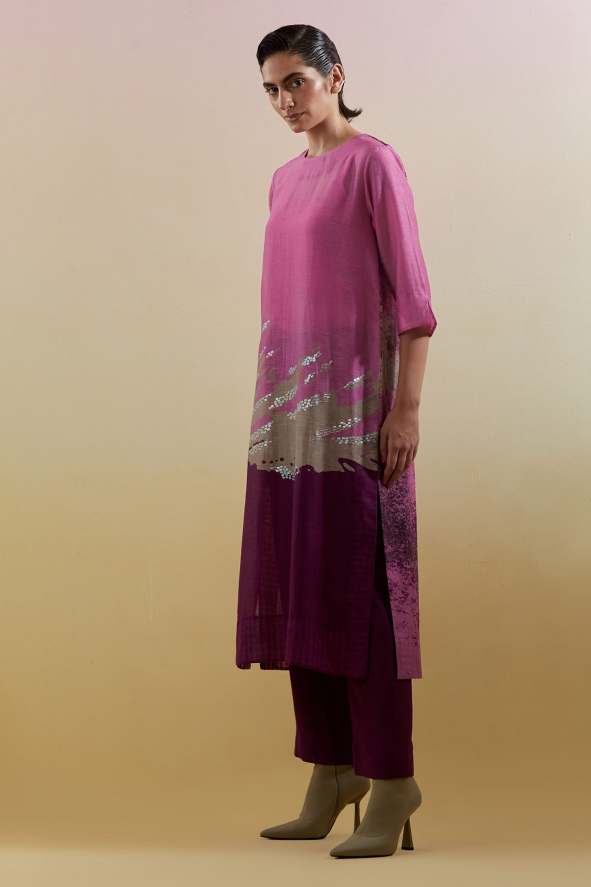 Gliss Pink & Purple Kurta Set